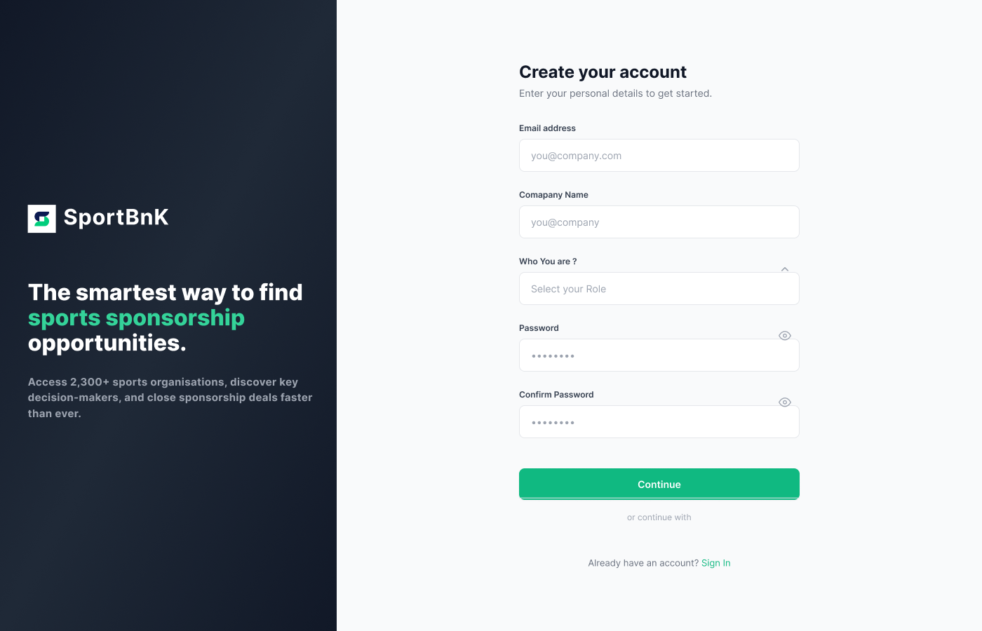 Create Account — Step 1